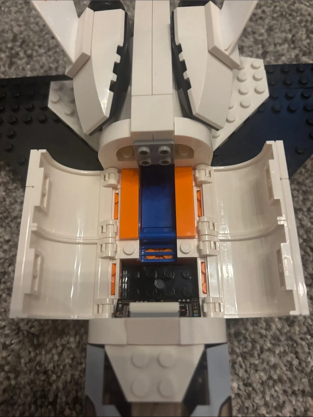 Lego White and Black Space Shuttle with Orange Accent